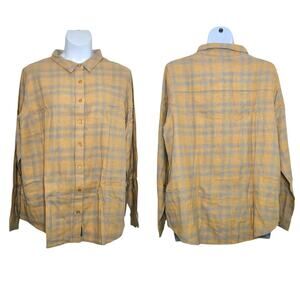 Wildfang The Essential Long Sleeve Flannel Button Up in Camel Mauve Size 2X NWT
